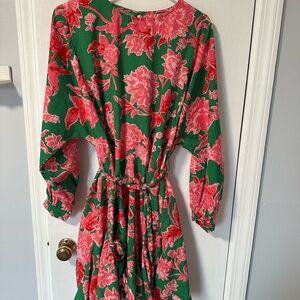 NWOT Boohoo Floral Green and Pink Dress